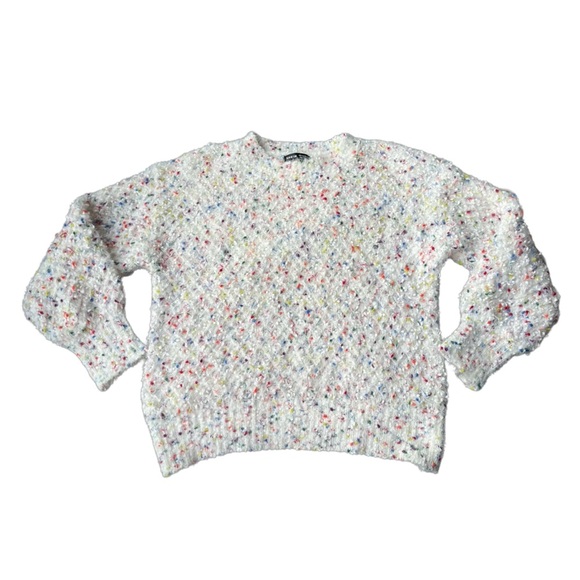 SHEIN Rainbow Color Speckled Fuzzy Crew Neck Long Sleeve Sweater - Size Medium - Picture 3 of 9